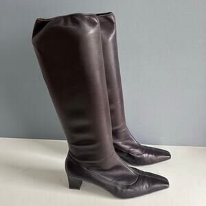 Bruno Magli boots size 8 EU 38 Knee High Sock brown sleek square toe low heal